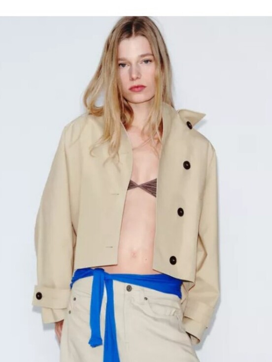 Zara Jackets & Blazers - Zara ZW Collection Cropped Water Resistant Beige Trench Coat Jacket